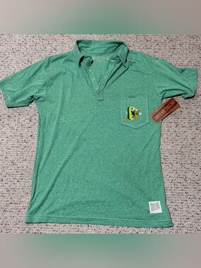 NWT Original Retro Brand Mens Large Oregon Ducks Heather Green Pocket Polo Shirt